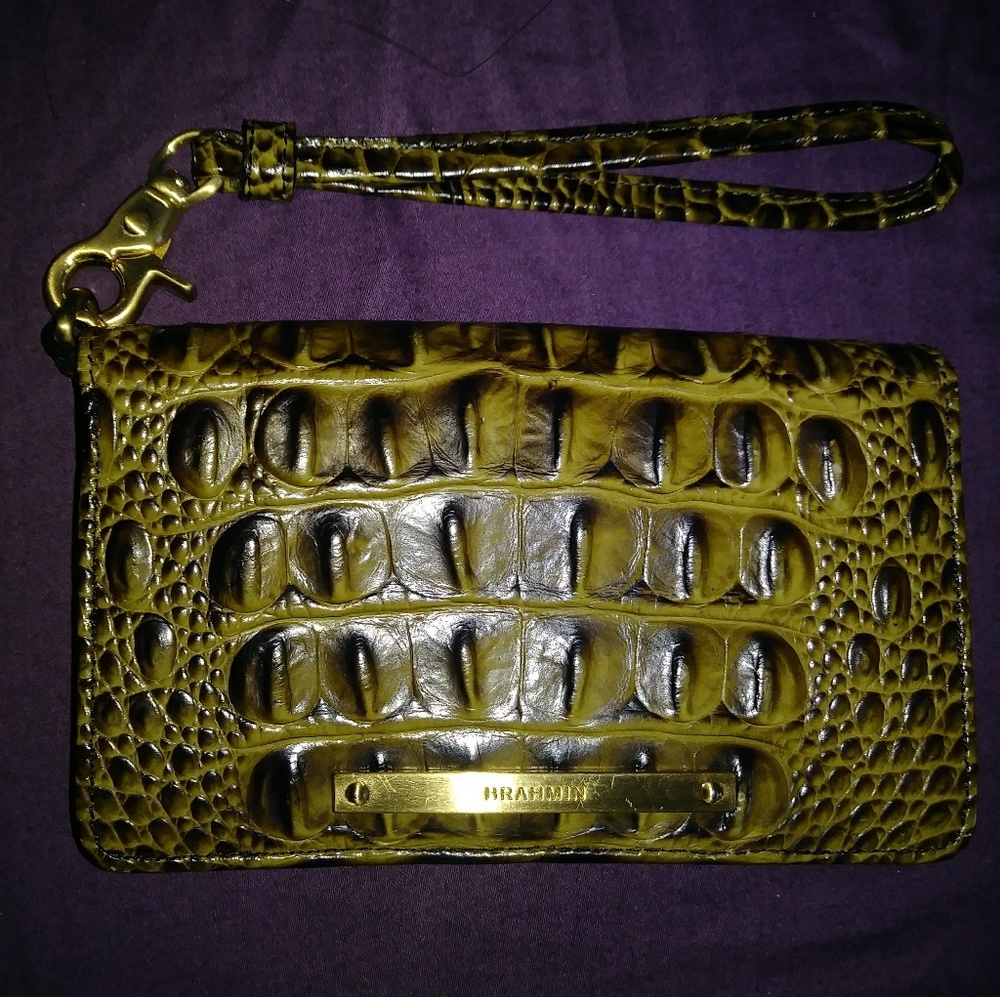 Brahmin Debi Wristlet Wallet Clutch in Chive